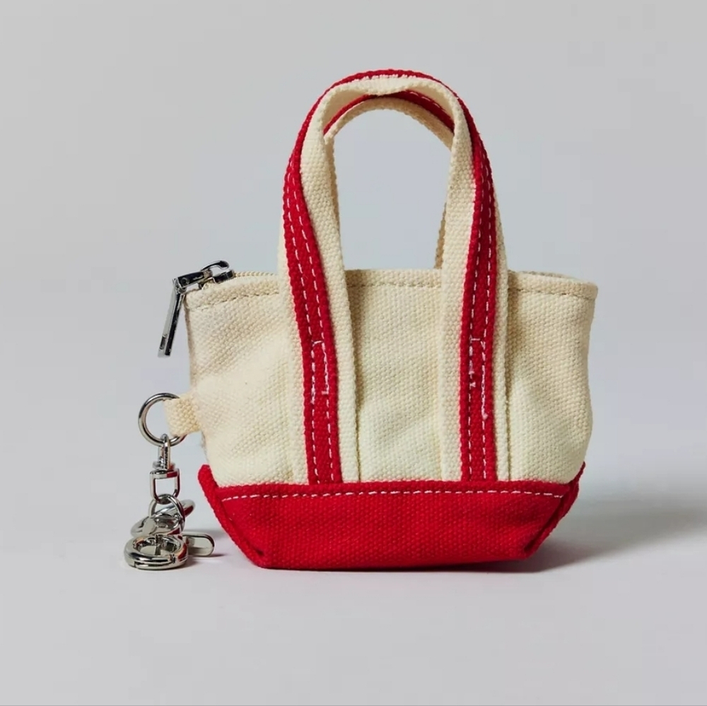 Urban Outfitters BDG Mini Tote Bag Charm Keychain Red and Cream New